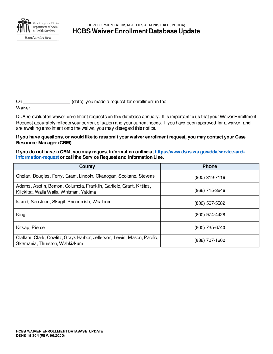 DSHS Form 15304 Fill Out, Sign Online and Download Printable PDF