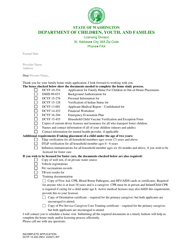DCYF Form 15-433 Incomplete Application - Washington