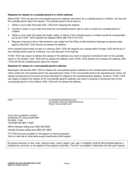 DSHS Form 18-176 Address Release Information Letter - Washington, Page 2