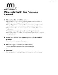 Form DHS-3418-ENG &quot;Minnesota Health Care Programs Renewal&quot; - Minnesota