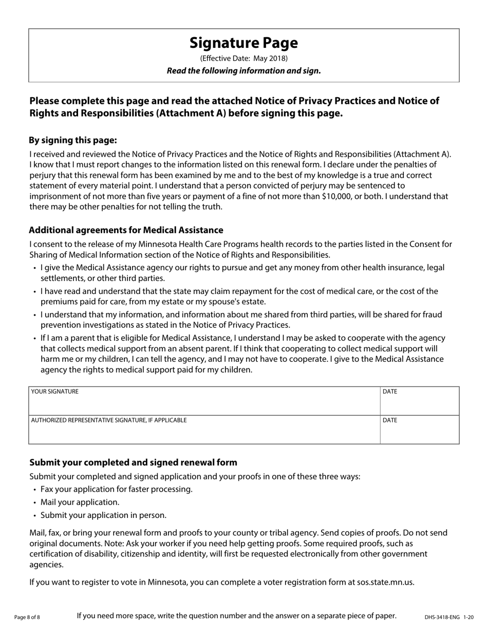 Form DHS-3418-ENG Minnesota Health Care Programs Renewal - Minnesota, Page 10