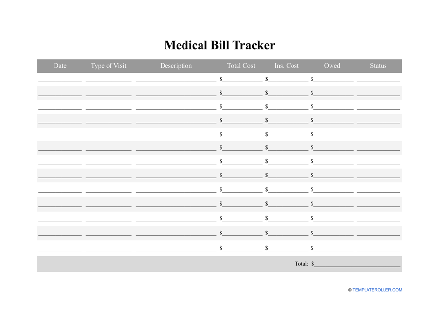 Medical Bill Tracker Template Download Pdf