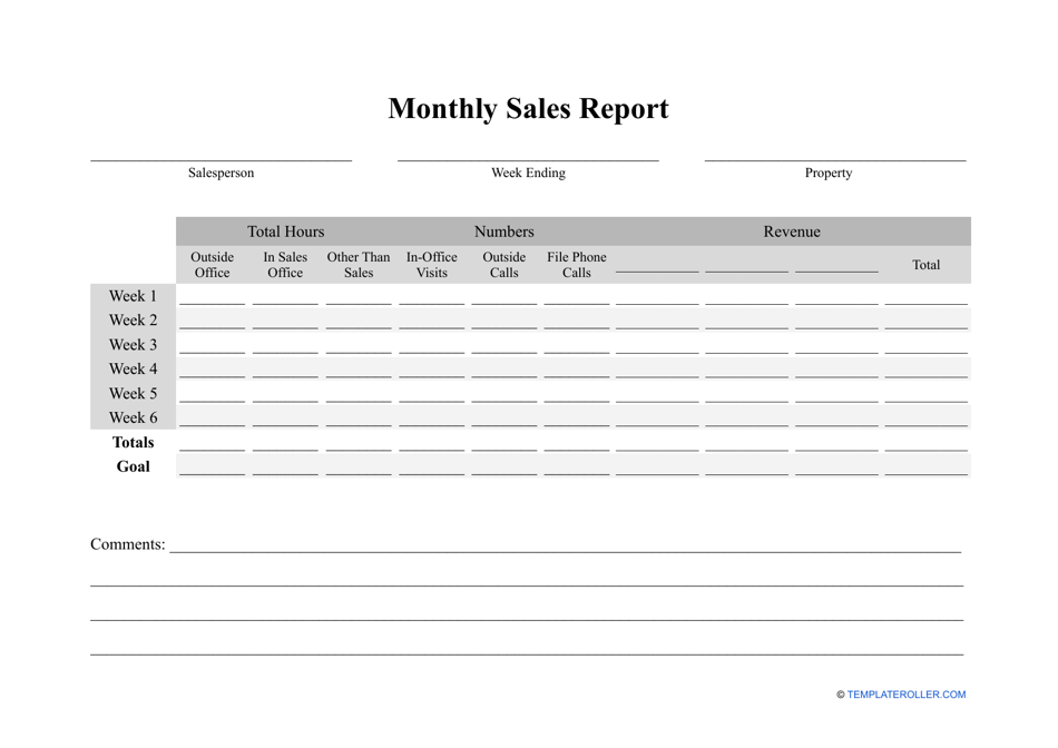 Monthly Sales Report Template, Page 1