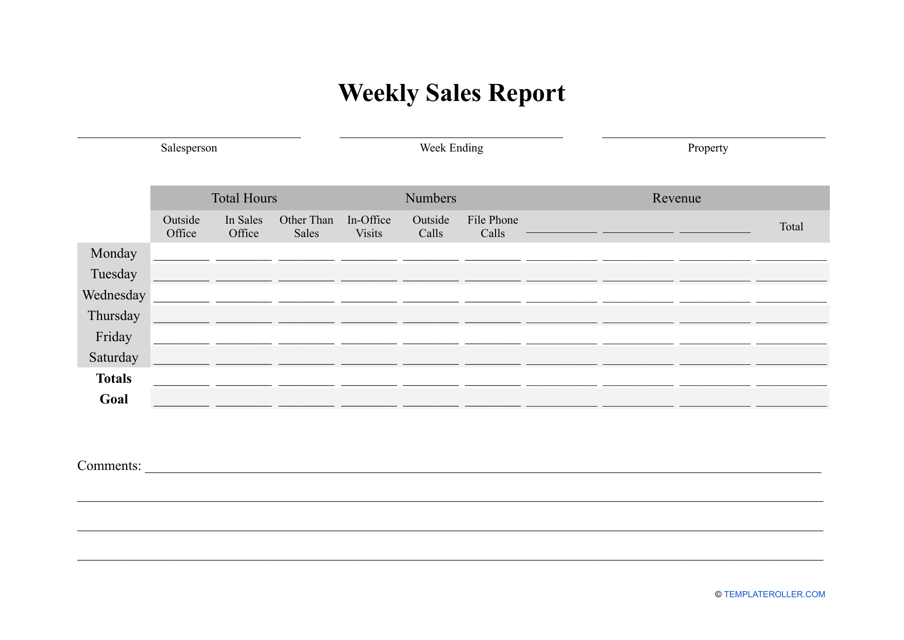Weekly Sales Report Template Download Pdf