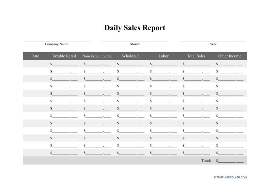 Daily Sales Report Template