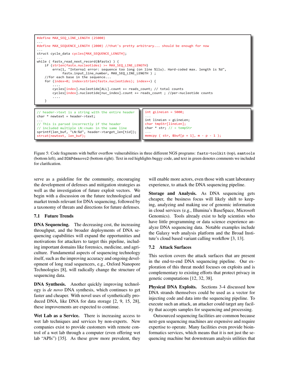 Computer Security, Privacy, and Dna Sequencing: Compromising Computers With Synthesized Dna, Privacy Leaks, and More - Peter Ney, Karl Koscher, Lee Organick, Luis Ceze, Tadayoshi Kohno, Page 12