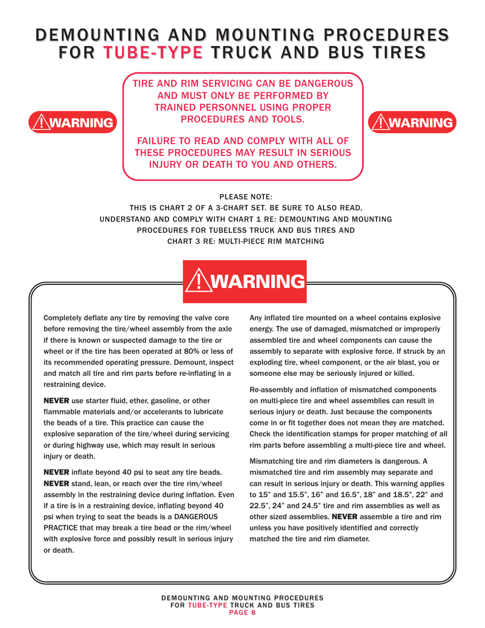 OSHA Form 3421 Servicing Multi-Piece and Single-Piece Rim Wheels 29 Cfr 1910.177 Manual - Tire Chart, Page 10