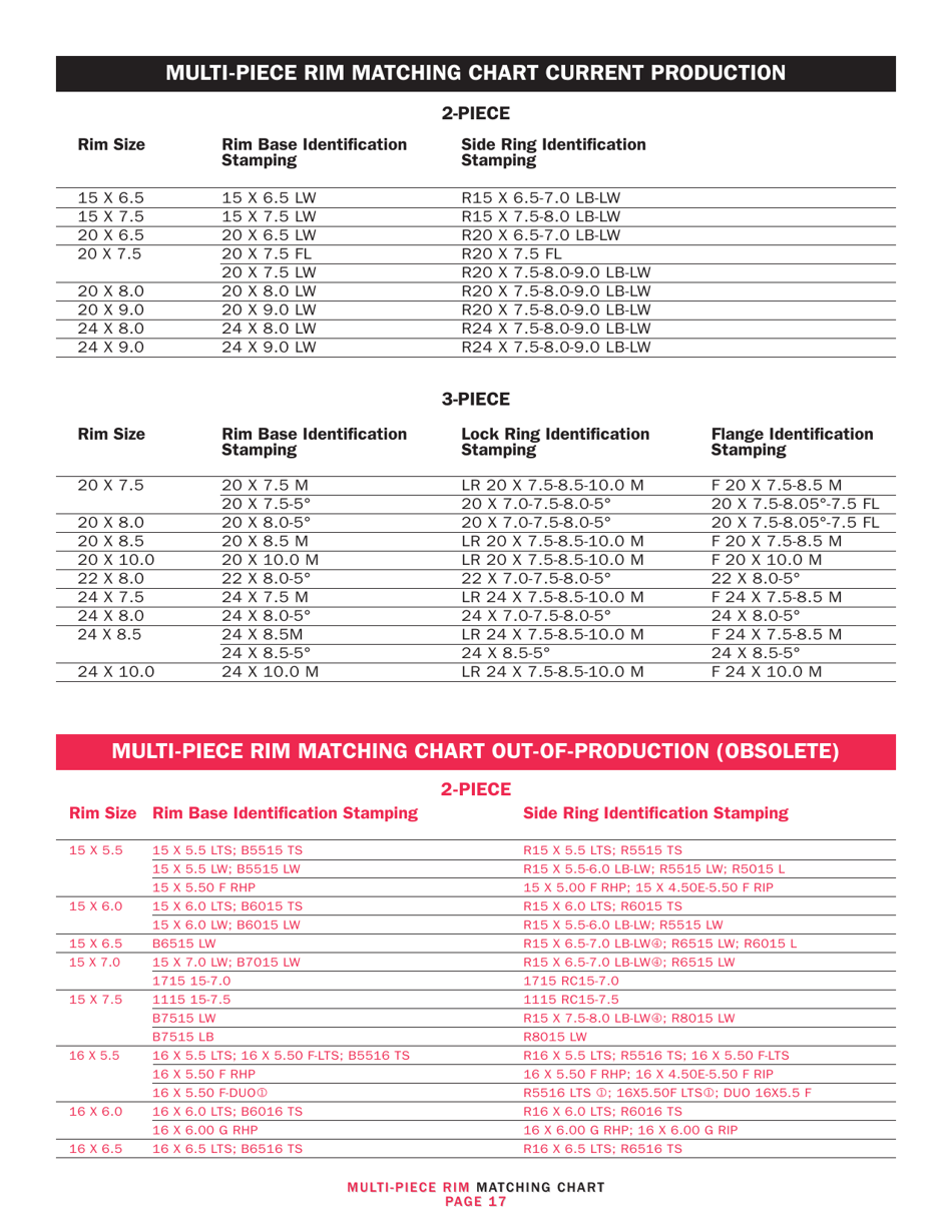 OSHA Form 3421 Servicing Multi-Piece and Single-Piece Rim Wheels 29 Cfr 1910.177 Manual - Tire Chart, Page 19