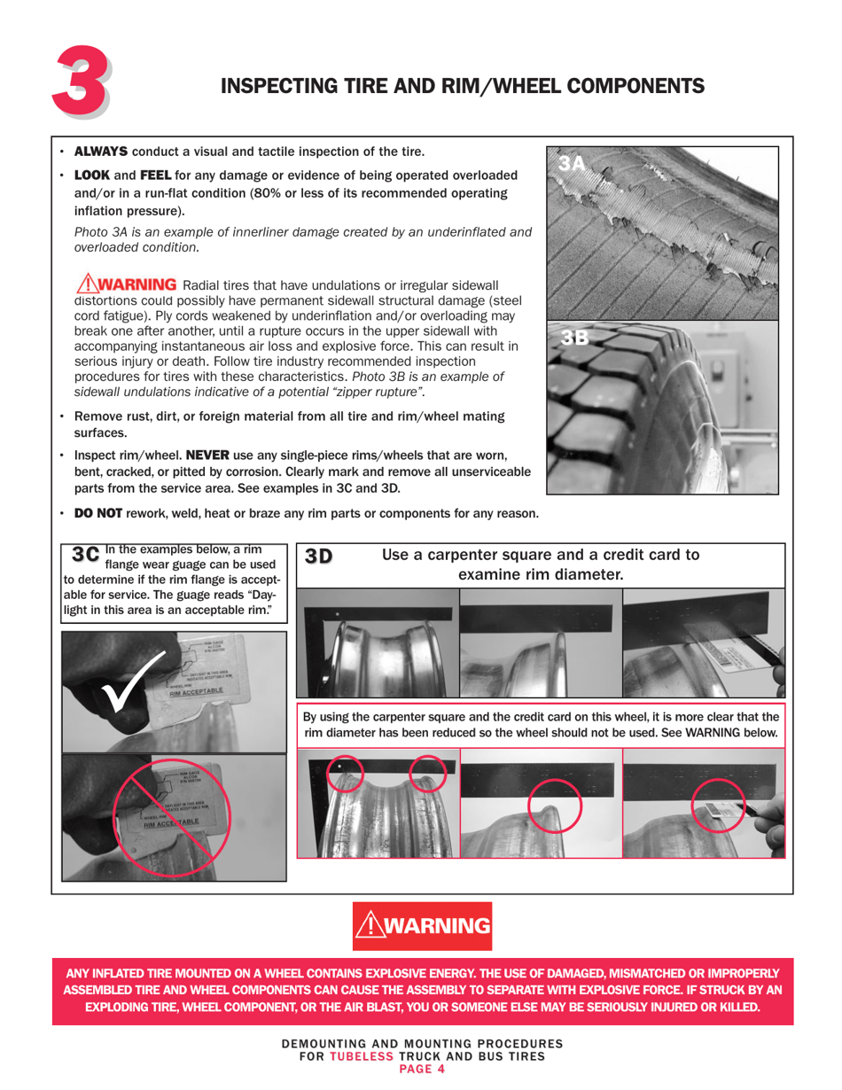 OSHA Form 3421 Servicing Multi-Piece and Single-Piece Rim Wheels 29 Cfr 1910.177 Manual - Tire Chart, Page 6