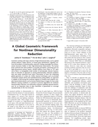 A Global Geometric Framework for Nonlinear Dimensionality Reduction - Joshua B. Tenenbaum, Vin De Silva, John C. Langford