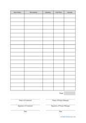 Change Order Form Template, Page 2
