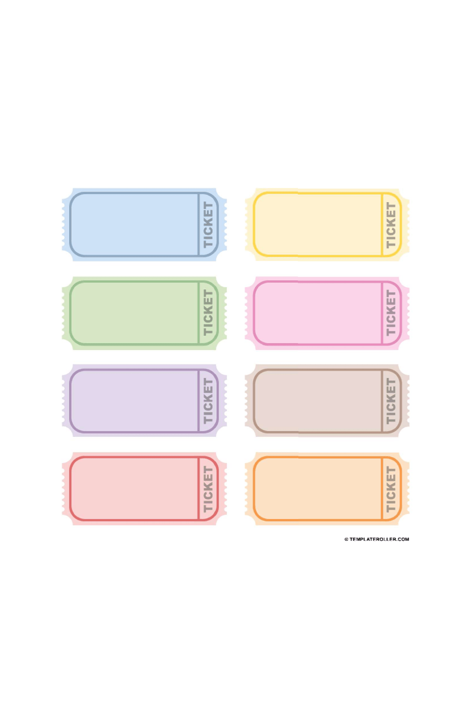Raffle Ticket Templates - Pastels, 8 Per Page, Page 1