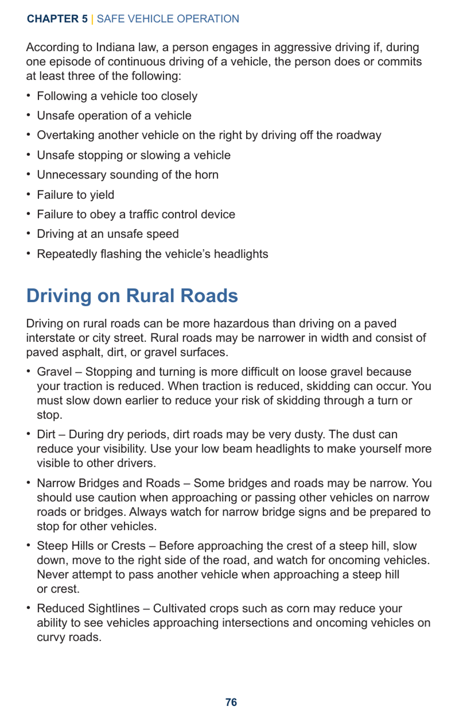 Drivers Manual - Chapter 5, Safe Vehicle Operation - Indiana, Page 16