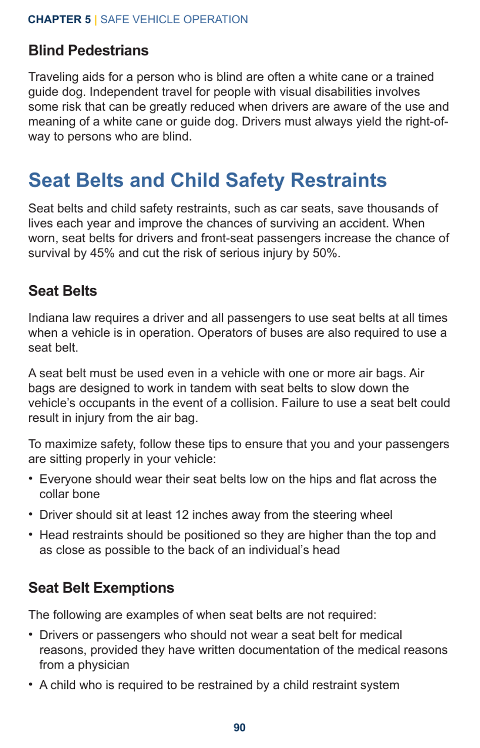 Drivers Manual - Chapter 5, Safe Vehicle Operation - Indiana, Page 30