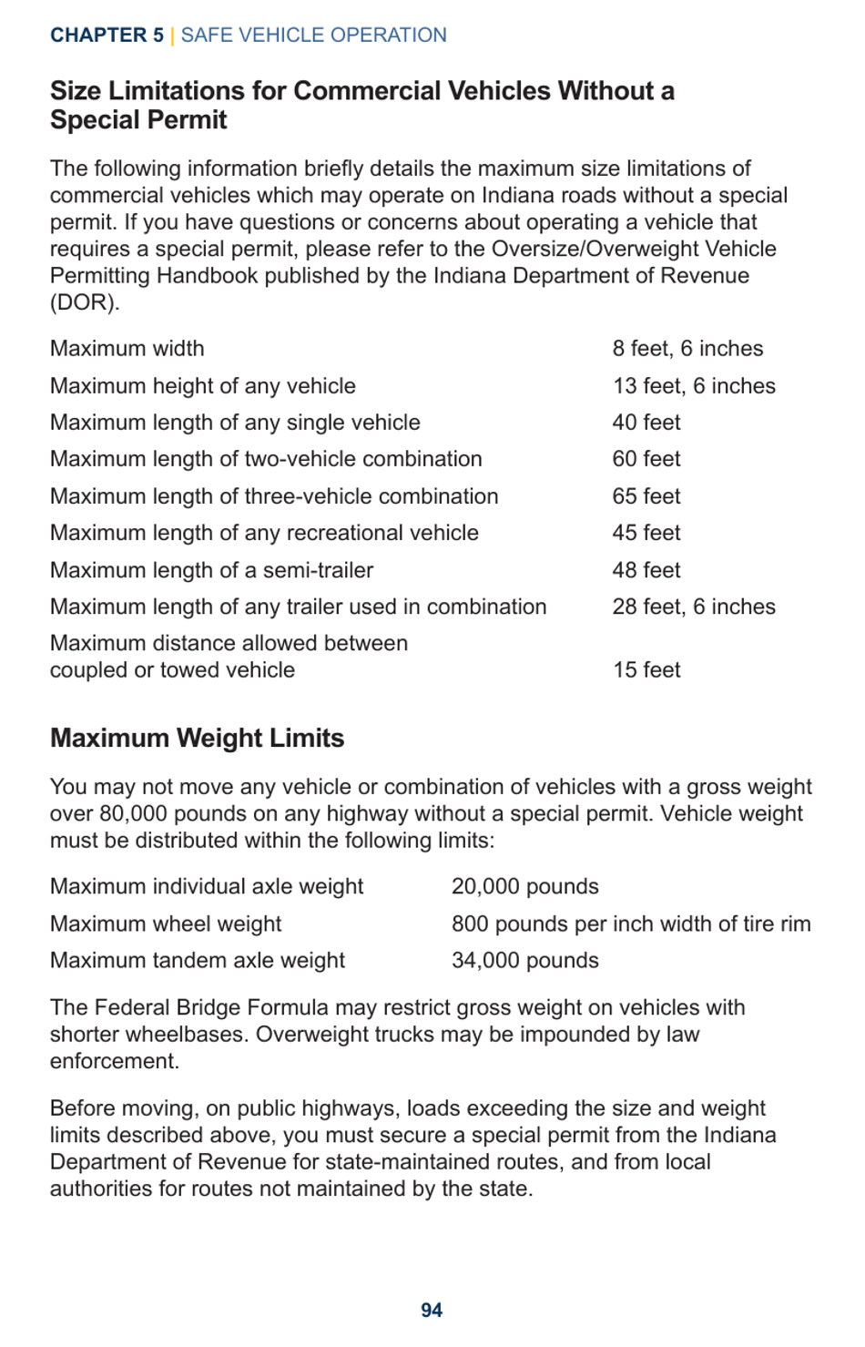 Drivers Manual - Chapter 5, Safe Vehicle Operation - Indiana, Page 34