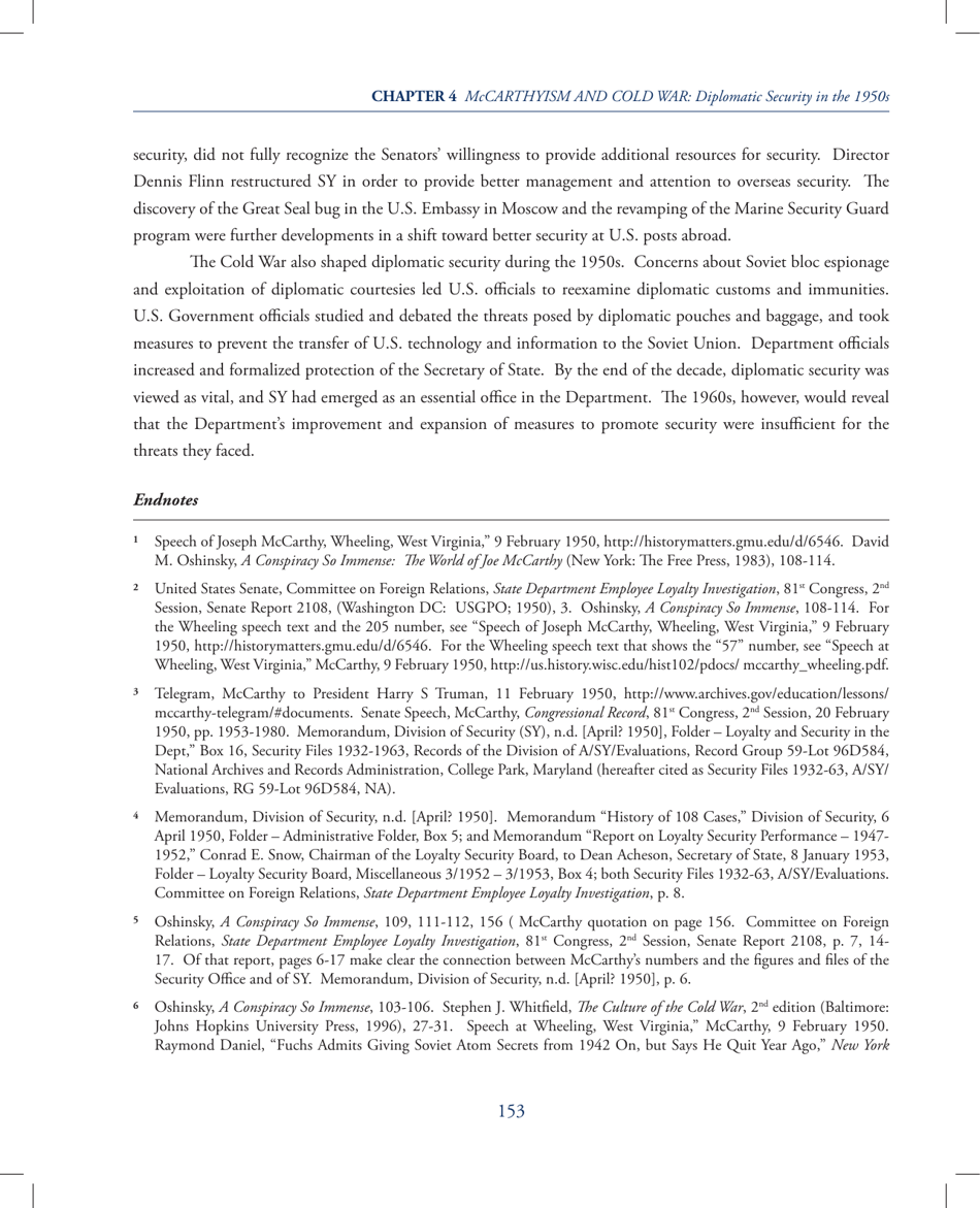 Chapter 4 - Mccarthyism and Cold War: Diplomatic Security in the 1950s, Page 33
