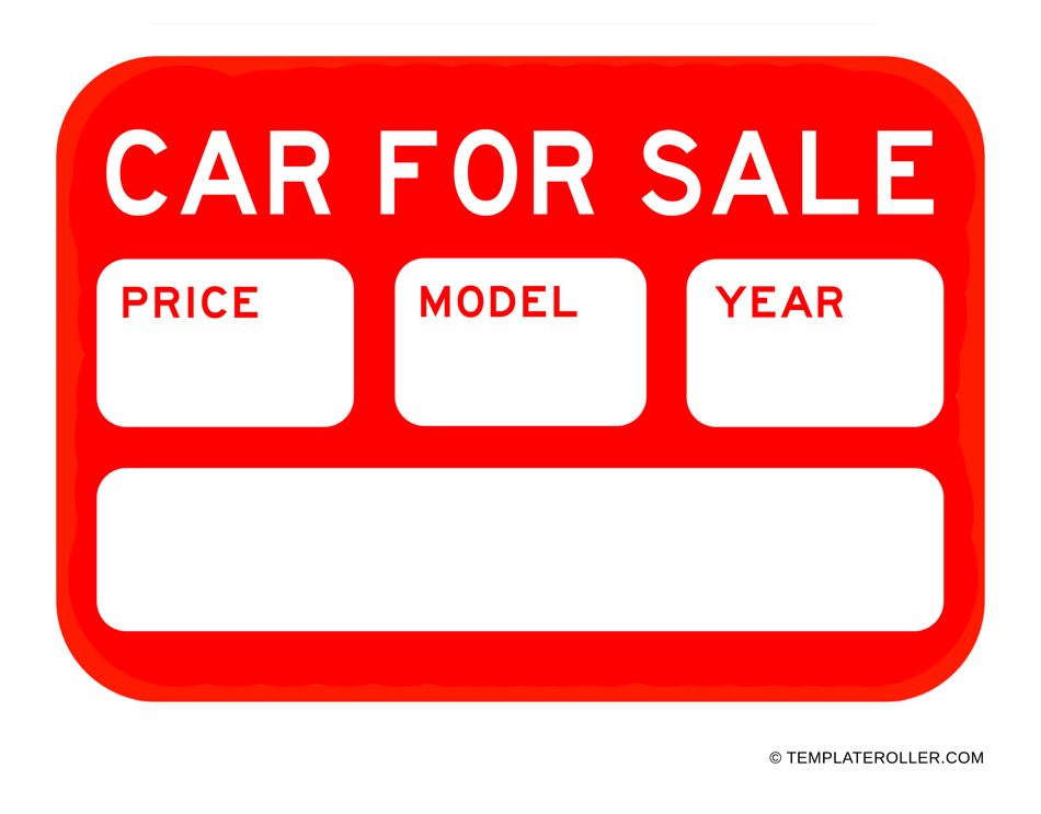 Car for Sale Sign Template Red Download Printable PDF Templateroller