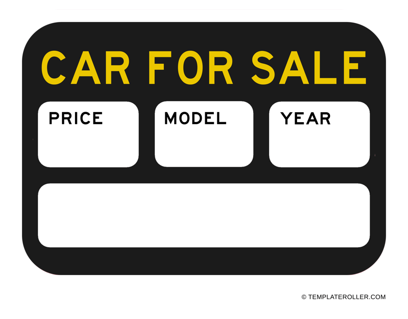 Car for Sale Sign Template - Black Download Pdf