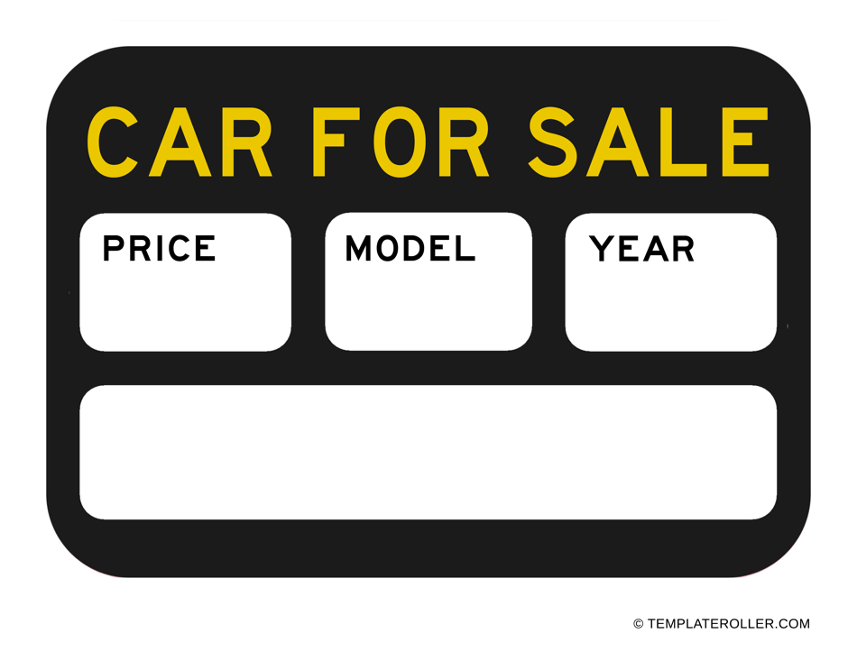Car for Sale Sign Template - Black, Page 1