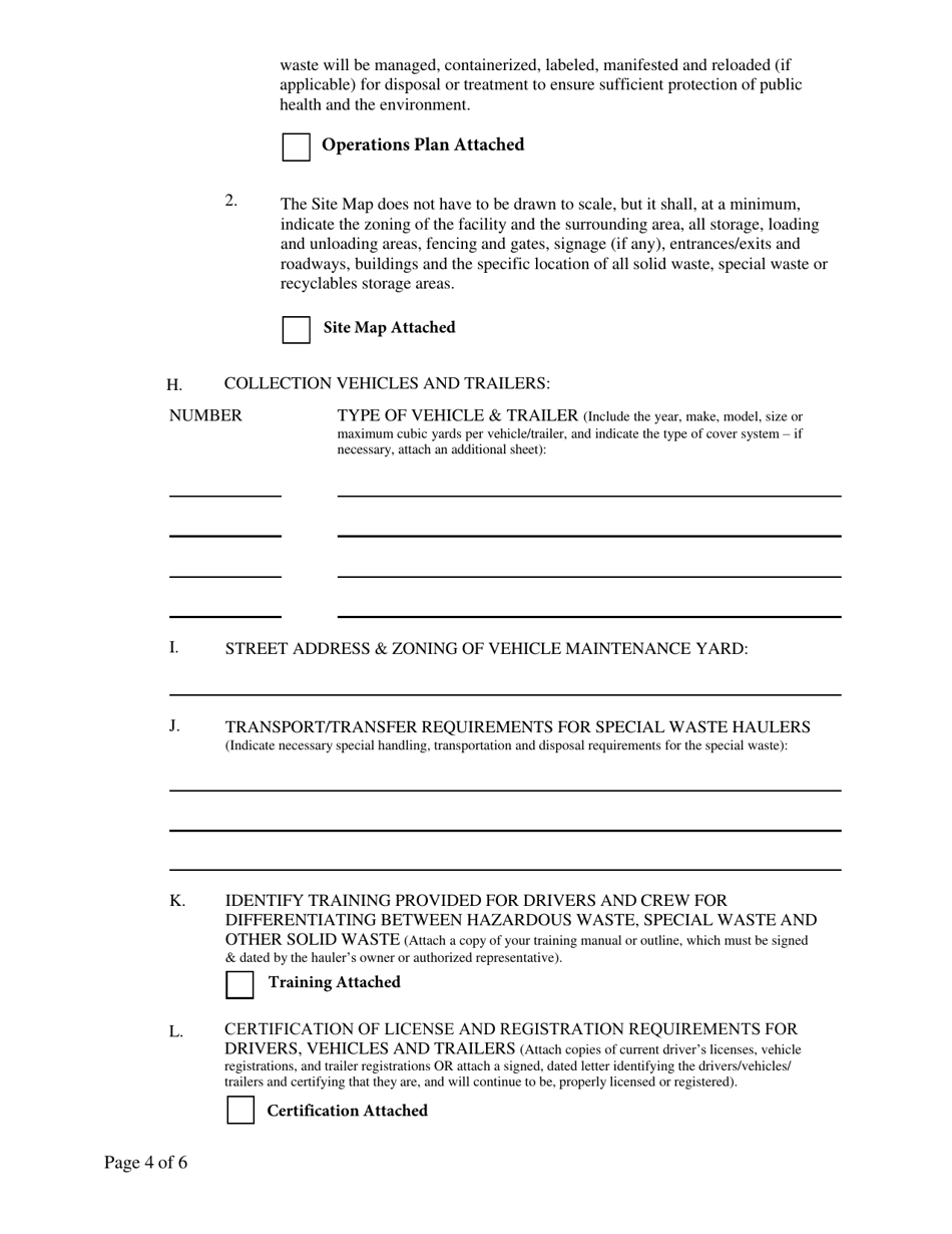Commercial Hauler  Special Waste Hauler Registration Form - New Mexico, Page 4