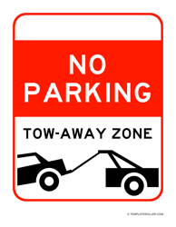 &quot;No Parking Sign Template - Tow Away Zone (Picture)&quot;