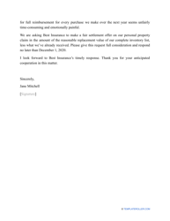 Sample Letter to Insurance Company to Pay Claim, Page 2