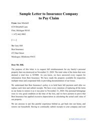 Document preview: Sample Letter to Insurance Company to Pay Claim