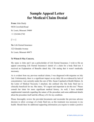 Document preview: Sample Appeal Letter for Medical Claim Denial