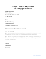 Document preview: Sample Letter of Explanation for Mortgage Refinance