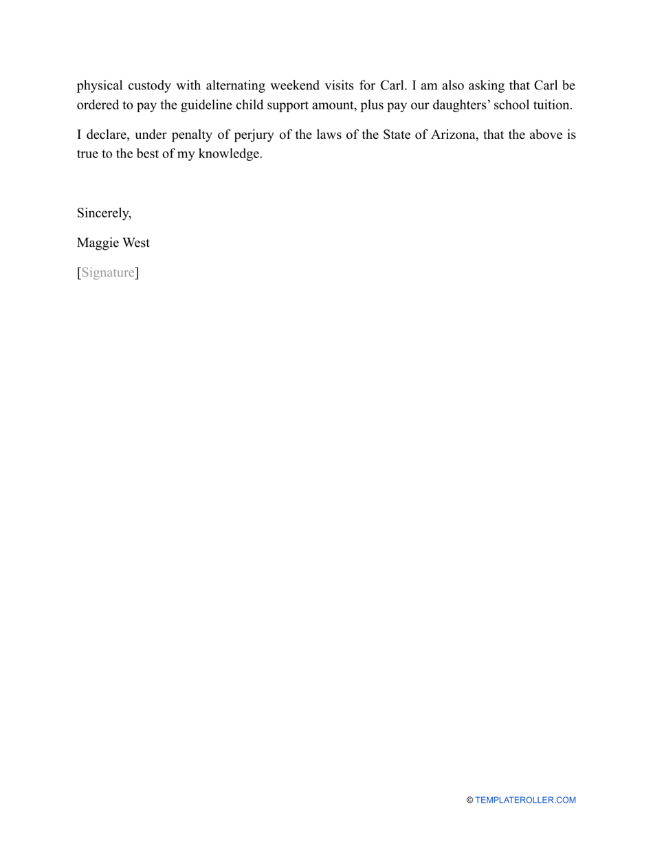 Sample Letter To Judge For Child Custody Download Printable Pdf 