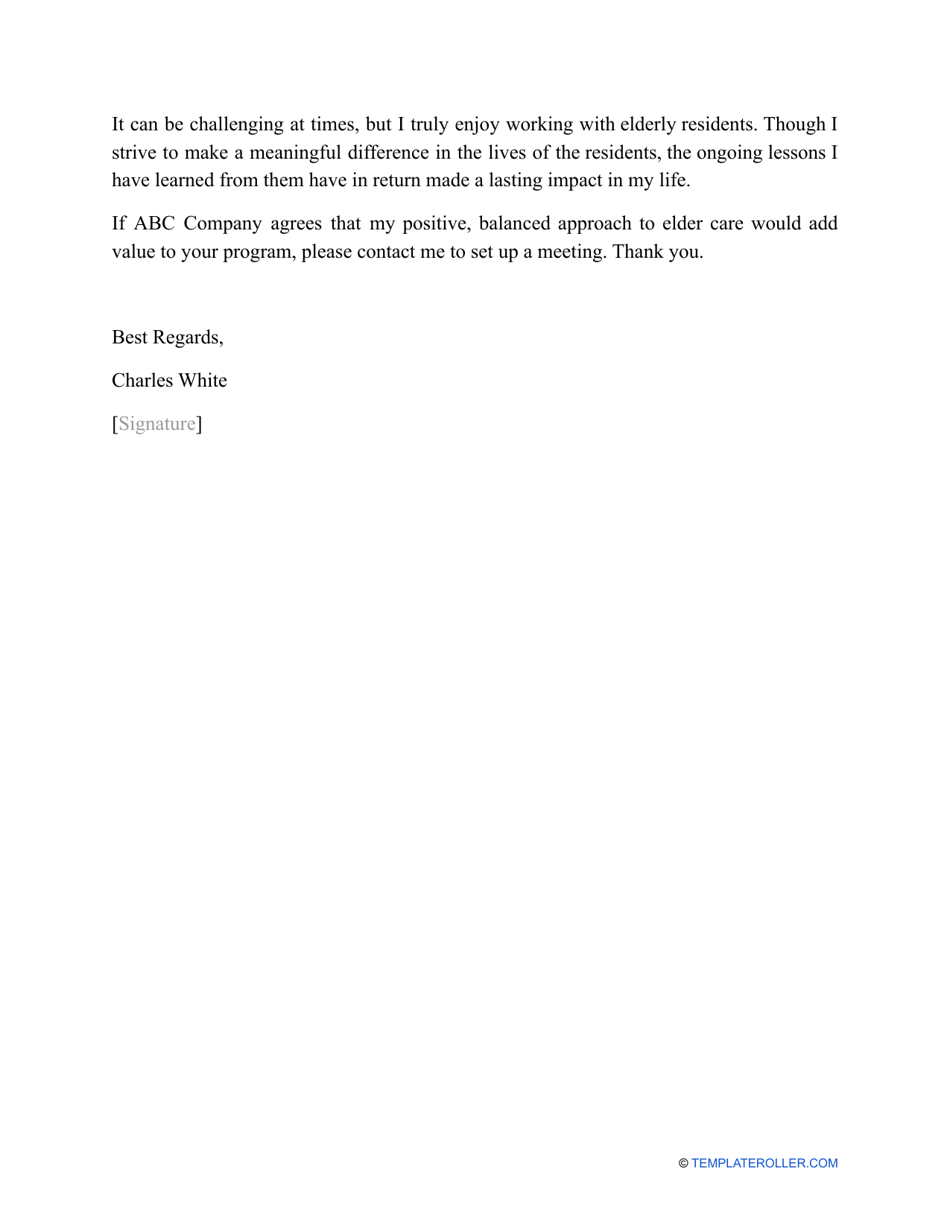 caregiver cover letter sample pdf