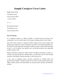 Document preview: Sample Caregiver Cover Letter