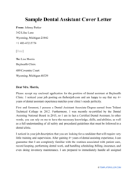 Document preview: Sample Dental Assistant Cover Letter