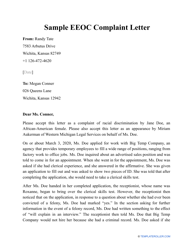 Sample EEOC Complaint Letter