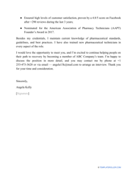 Sample Pharmacy Technician Cover Letter, Page 2