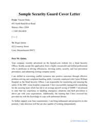 Sample Security Guard Cover Letter