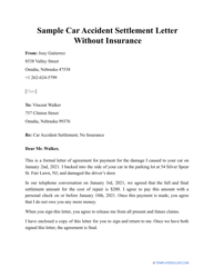 Sample Car Accident Settlement Letter Without Insurance