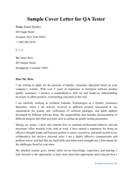Sample Cover Letter for Qa Tester