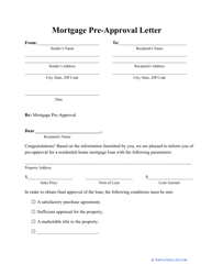 Mortgage Pre-approval Letter Template