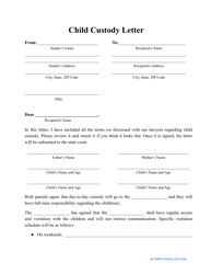 Document preview: Child Custody Letter Template