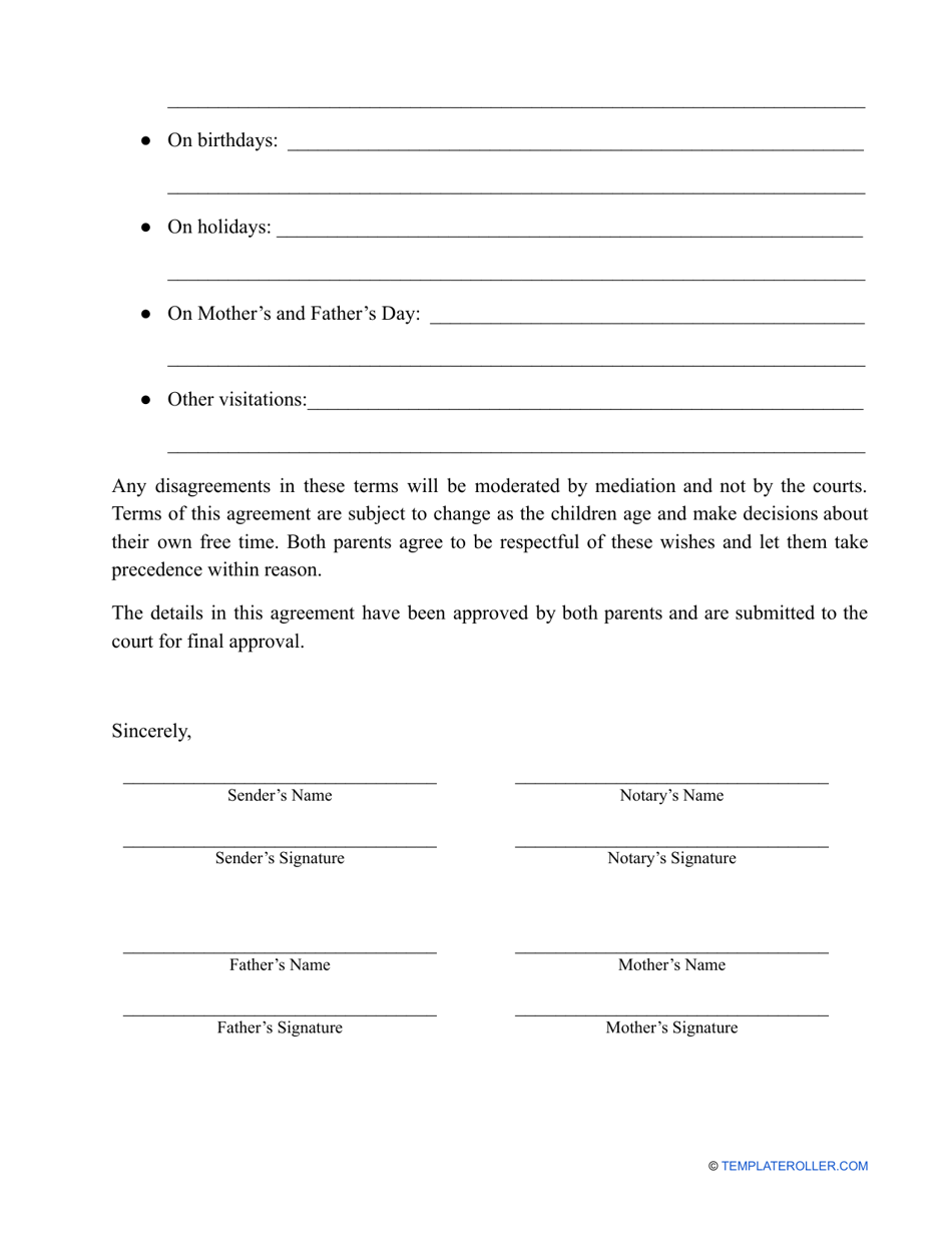 Child Custody Letter Template - Fill Out, Sign Online and Download PDF ...