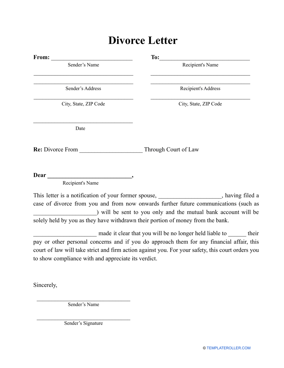 Divorce Letter Template