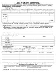 Document preview: Form C-62 Claim for Compensation in a Death Case - New York