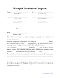 &quot;Wrongful Termination Complaint Template&quot;