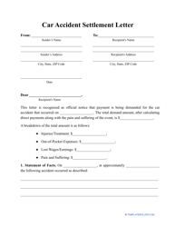 Document preview: Car Accident Settlement Letter Template