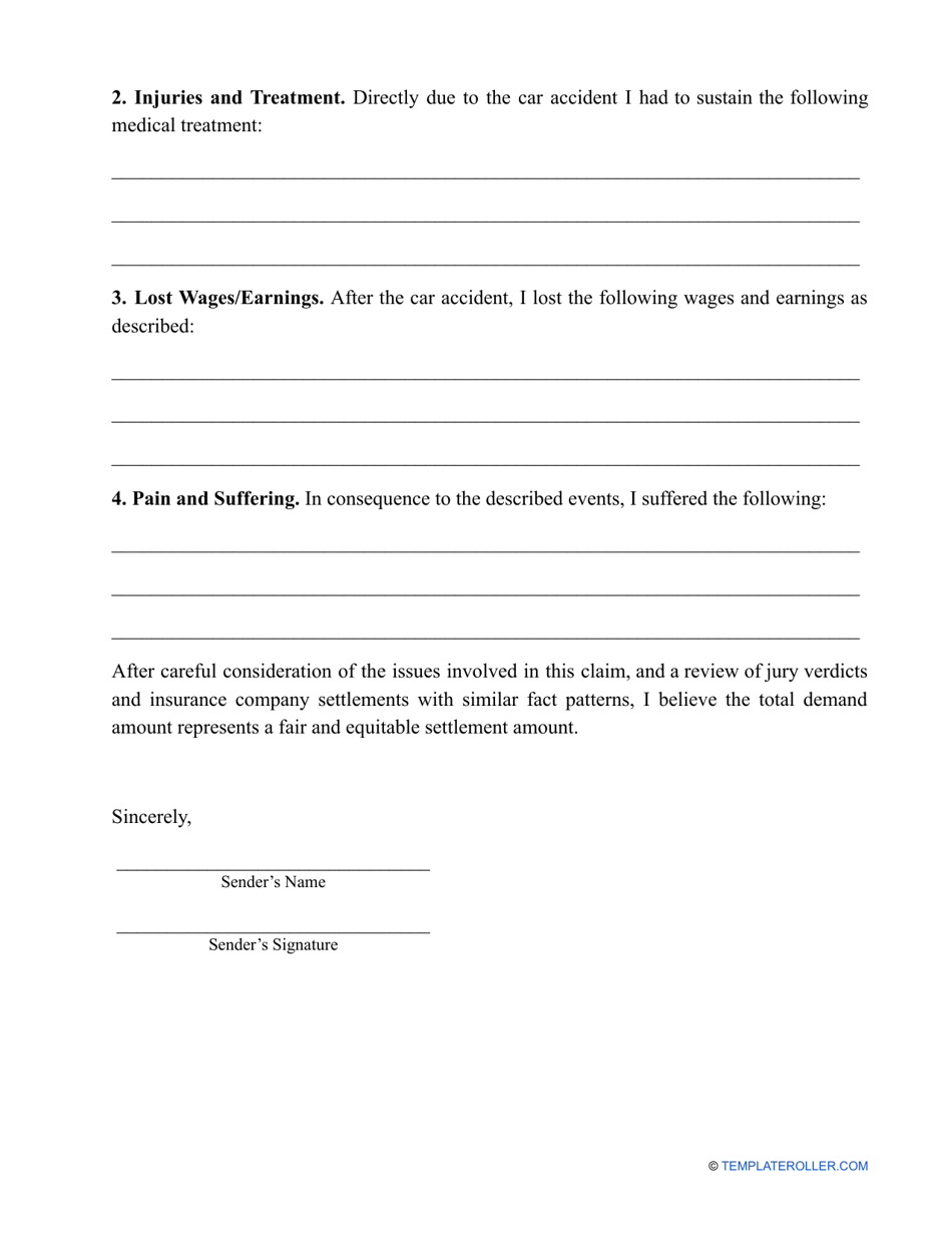 Car Accident Settlement Letter Template Fill Out Sign Online And Download Pdf Templateroller