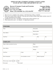 Document preview: Form CFB001 General Consumer Complaint Form - New York