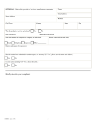Form CFB001 General Consumer Complaint Form - New York, Page 2