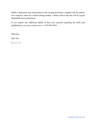 Sample Letter of Recommendation for Nurse Practitioner School, Page 2