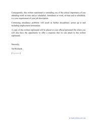 Sample &quot;Warning Letter to Employee for Attendance&quot;, Page 2